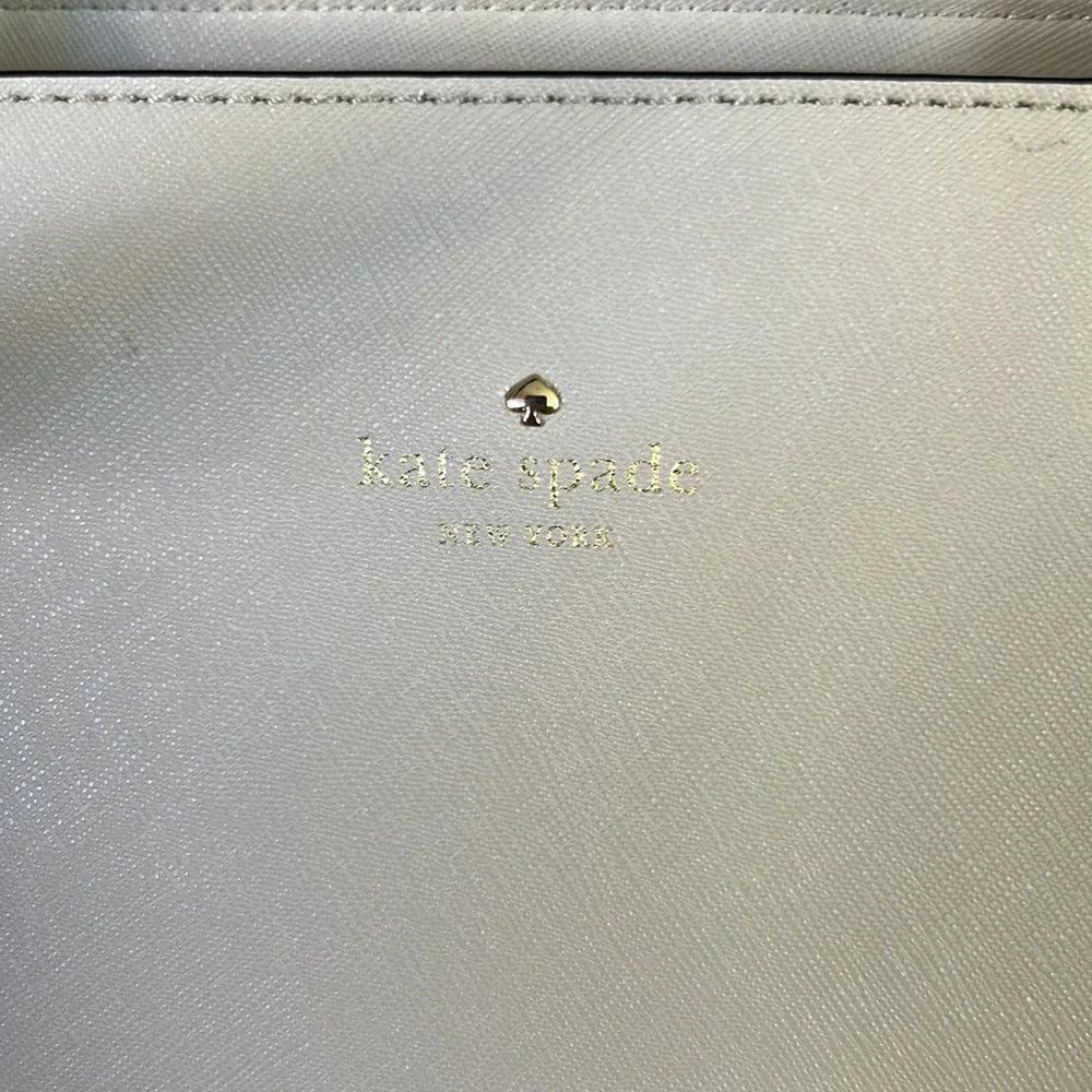 Kate Spade tan and blue oversize tote bag